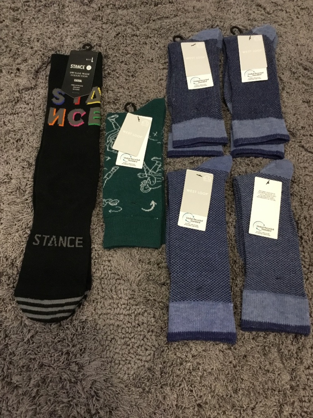 Set of 6-Men’s West Loop and Stance Crew Socks Lot